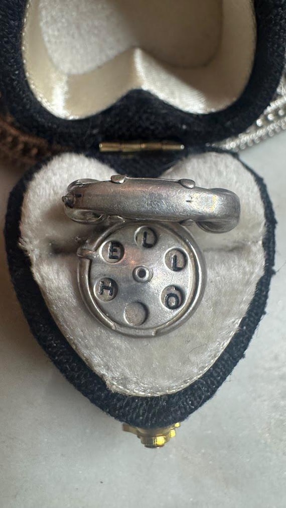 Vintage Antique Silver Telephone Charm