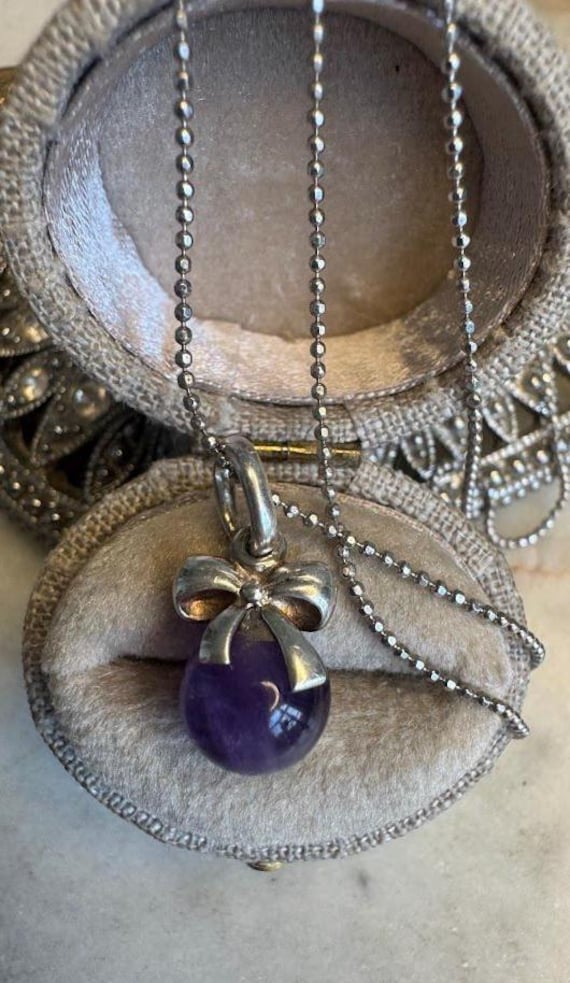 Vintage Amethyst Bow Pendant Necklace