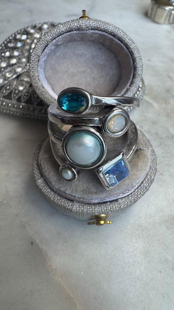 Vintage Silver Tone "Lia Sophia" Blue Stone Ring
