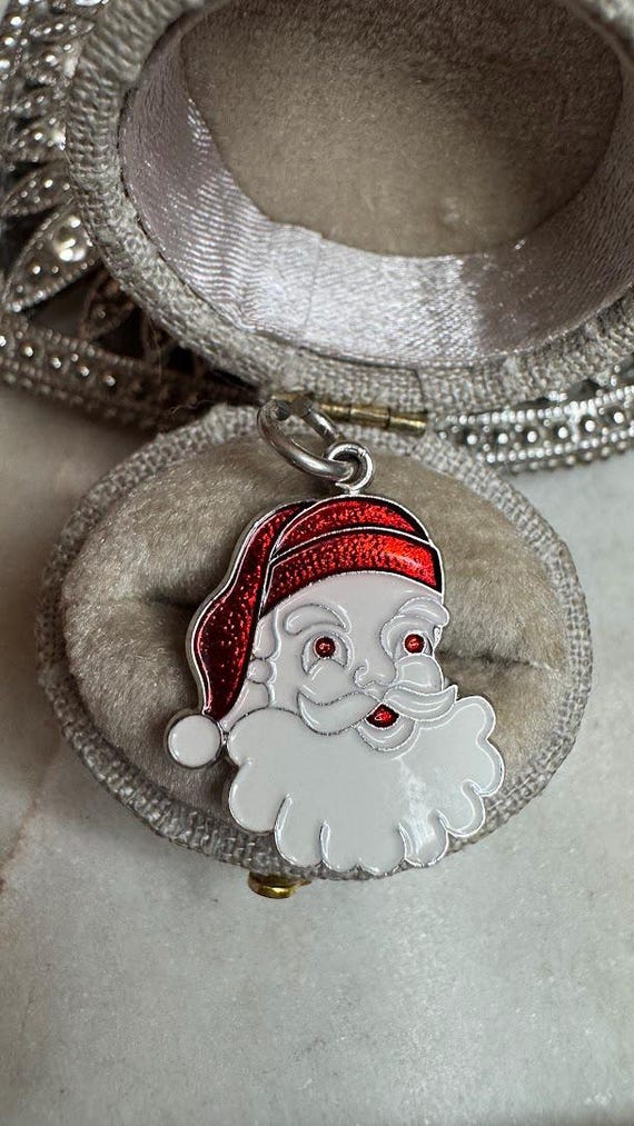Vintage Silver Santa Claus Charm Pendant