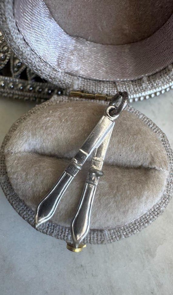 Vintage Silver Snow Skis Charm
