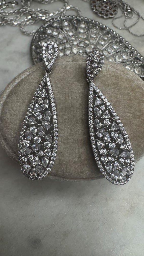 Silver Cubic Zirconia Dangle Earrings