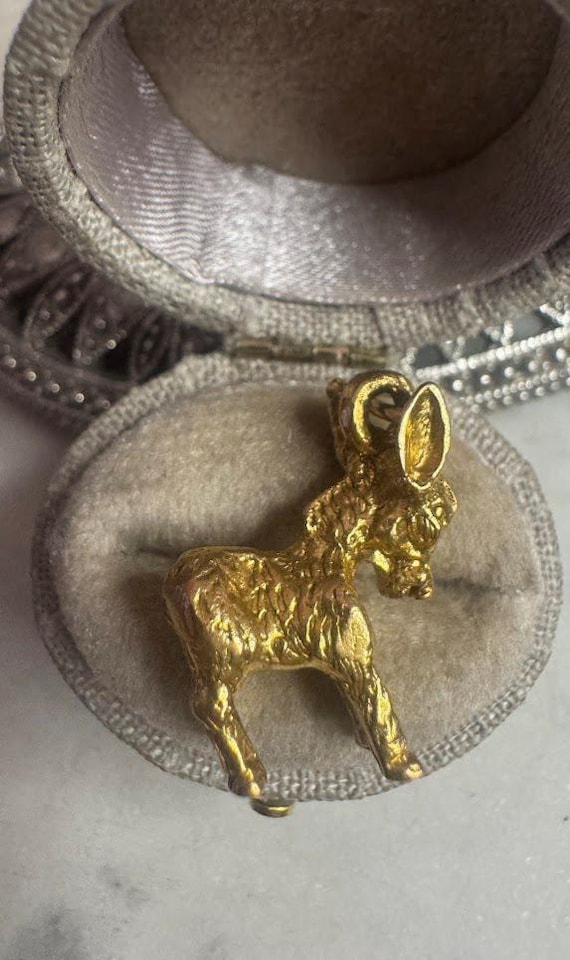 Vintage Gold Antique Donkey Charm