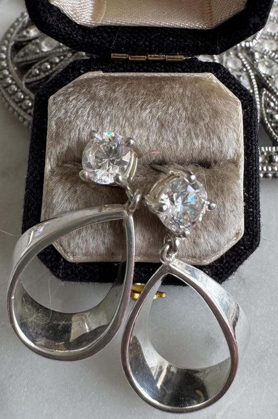 Vintage CZ Hoop Earrings