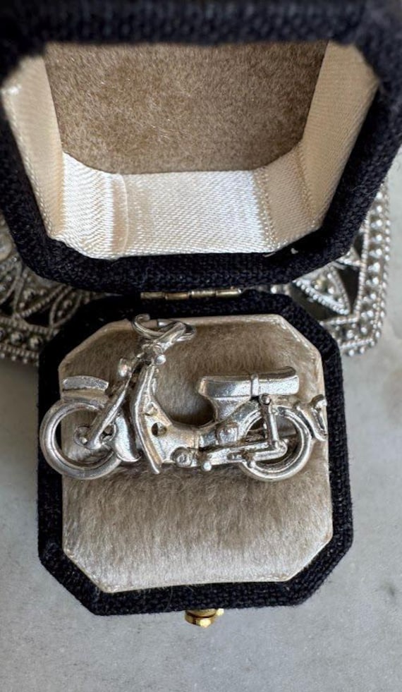 Silver Vintage Motorcycle  Charm Pendant