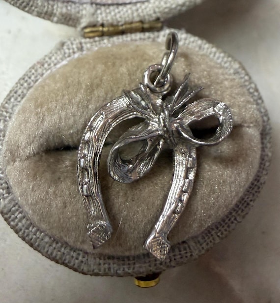 Vintage Silver Horse Shoe with Bow Charm