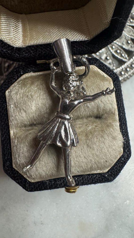 Vintage Silver Cheerleader Charm