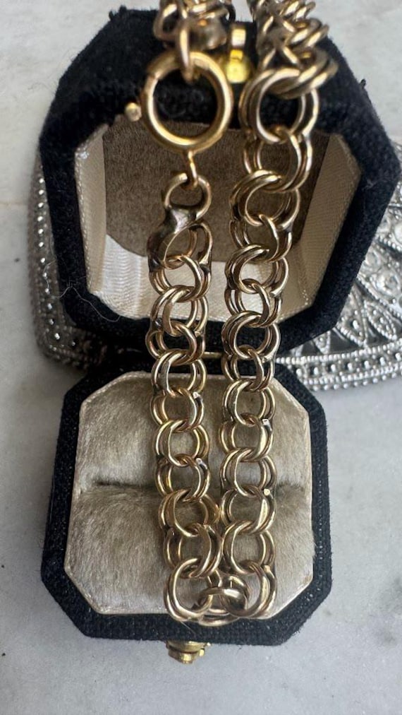 Vintage Gold Double Link Charm Bracelet