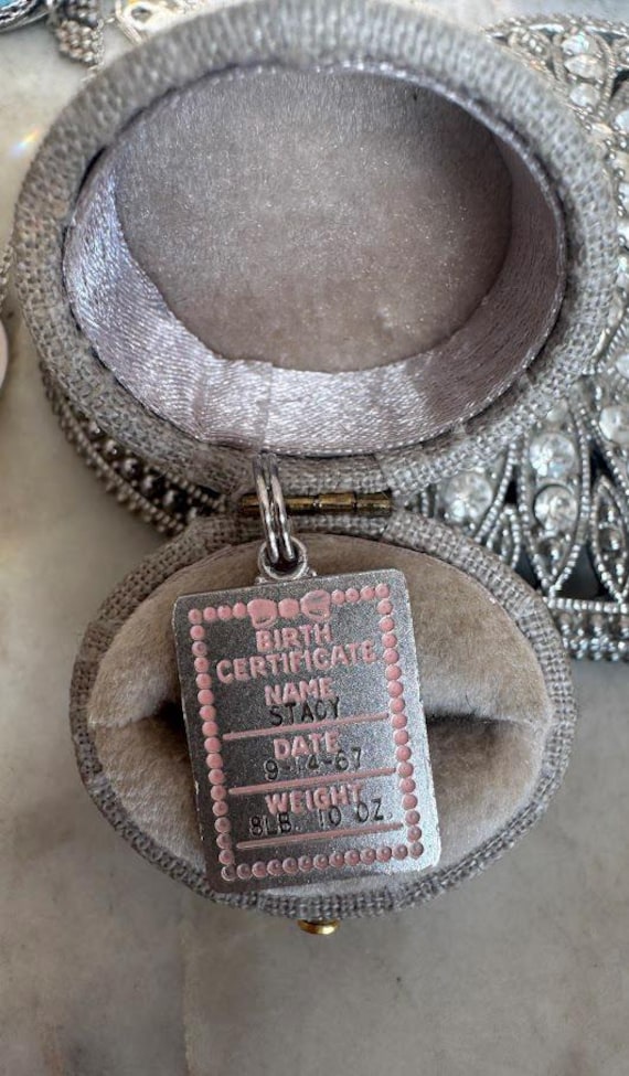 Vintage Silver Birth Certificate Charm