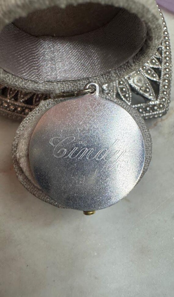 Vintage Silver Cindy Monogrammed Charm Pendant