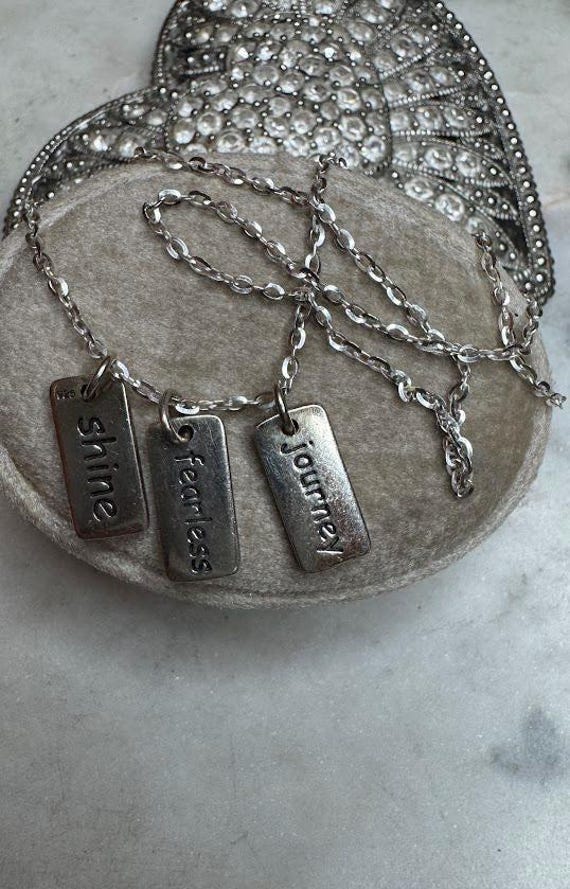 Vintage Silver Journey Fearless Shine Pendant Necklace