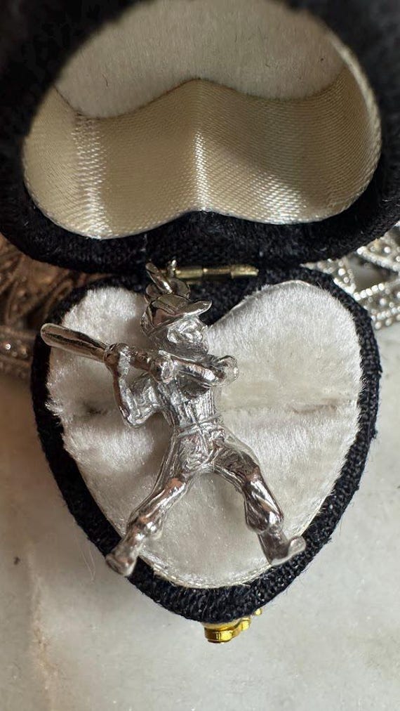 Vintage Silver Baseball Batter Charm