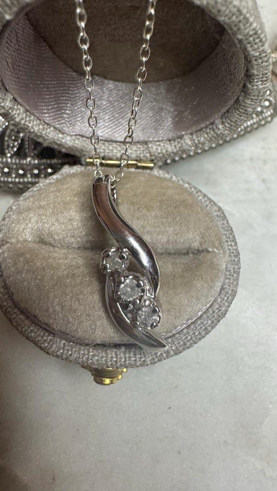 Silver Diamond Pendant Necklace