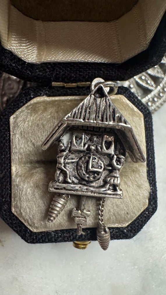 Vintage Silver Moveable Cuckcoo Clock Charm