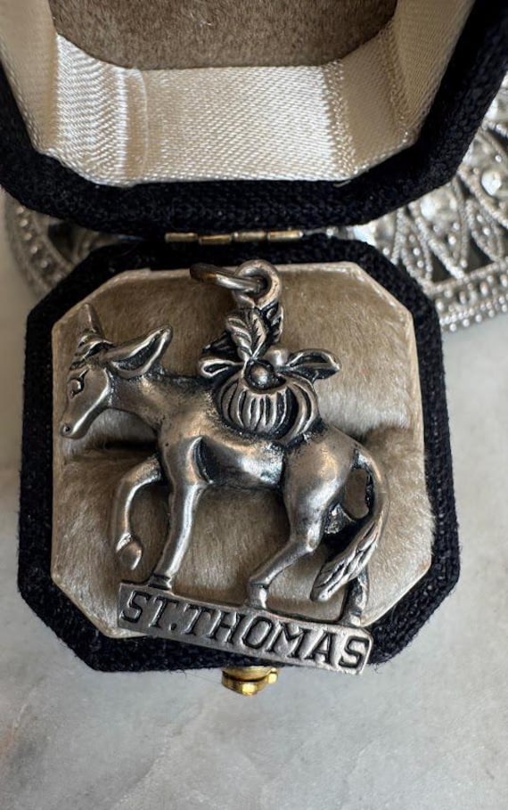 Vintage Silver St. Thomas Horse Charm Pendant
