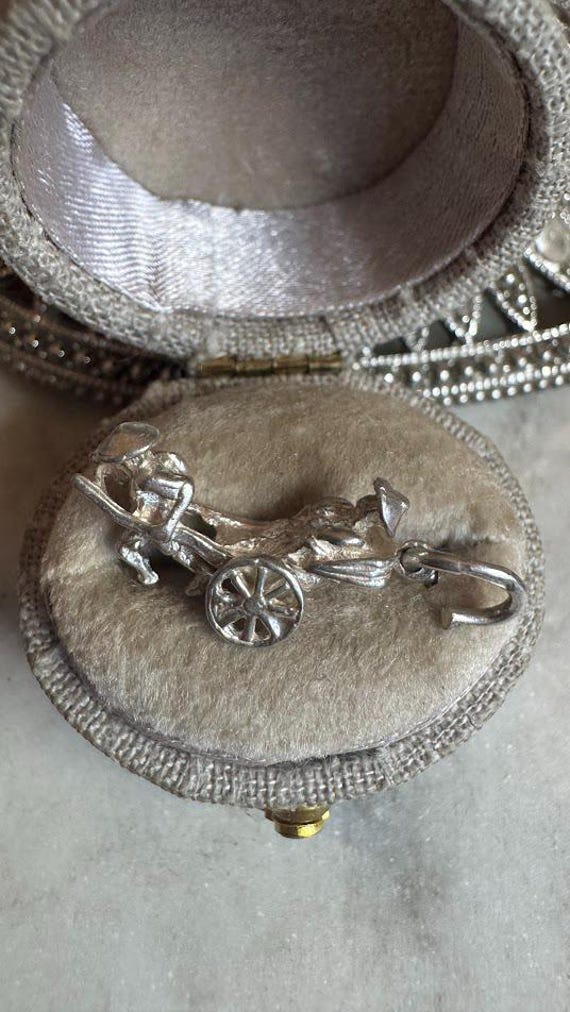 Vintage Silver Antique Rickshaw Charm