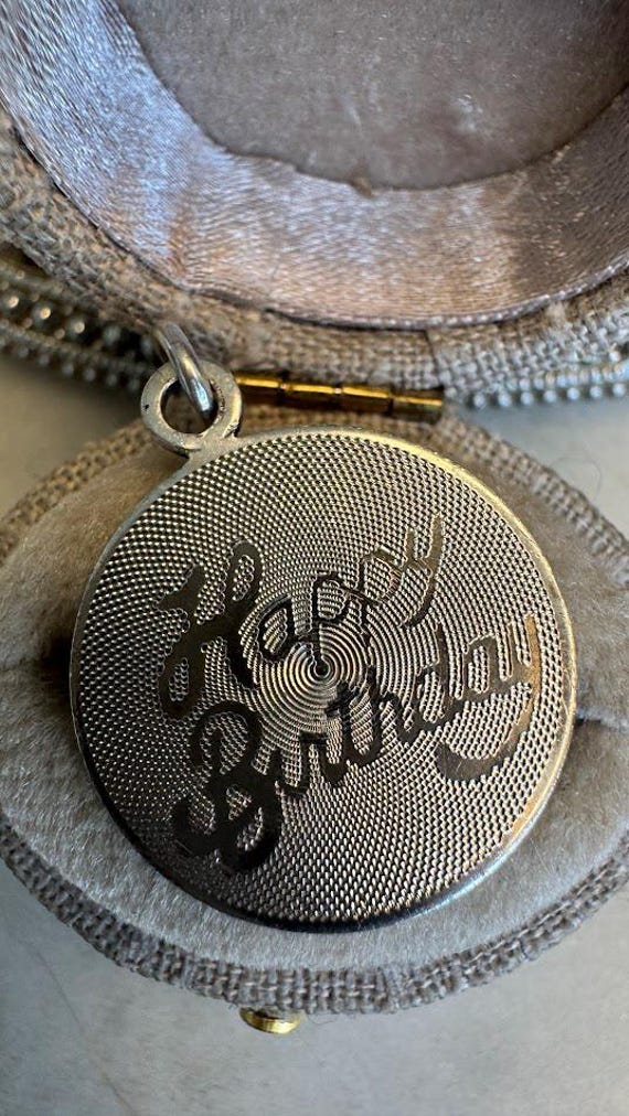 Vintage Silver Happy Birthday Charm Pendant