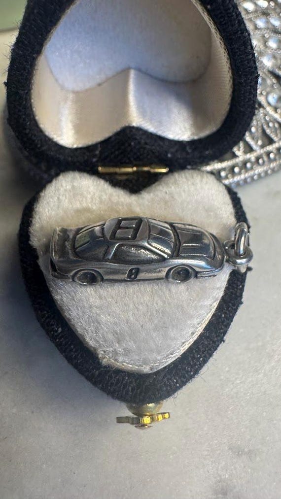 Vintage Silver Race Car Charm