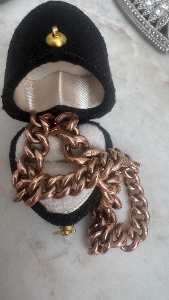 Vintage Rose 9kt Gold Antique Link Bracelet