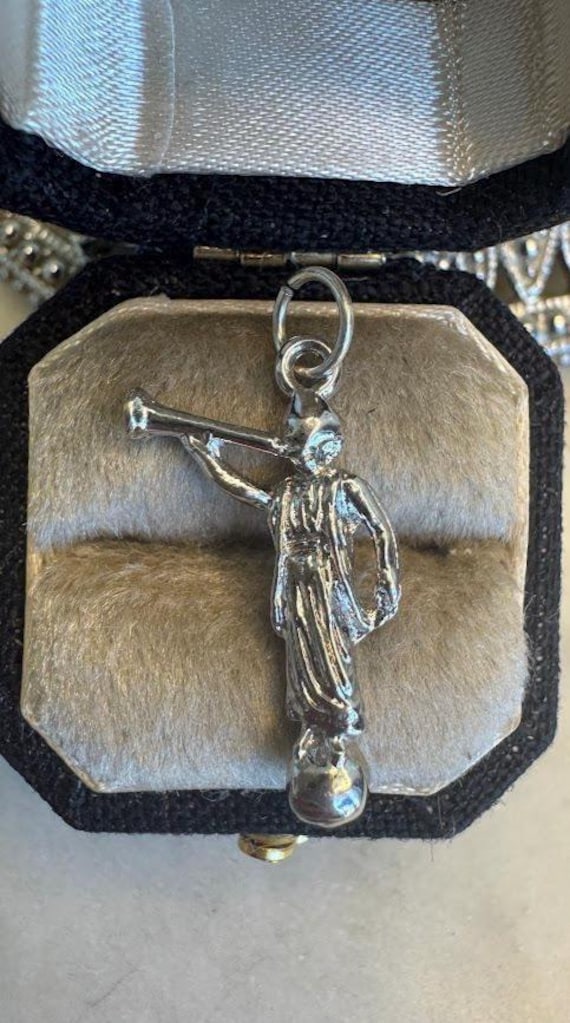 Vintage Silver Horn Player Charm