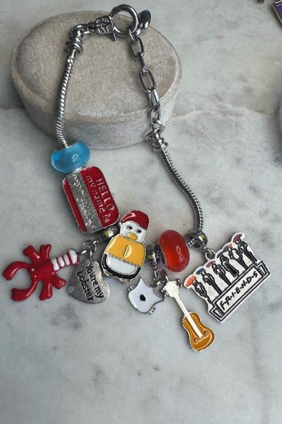 Retro Silver Tone Friends Bracelet