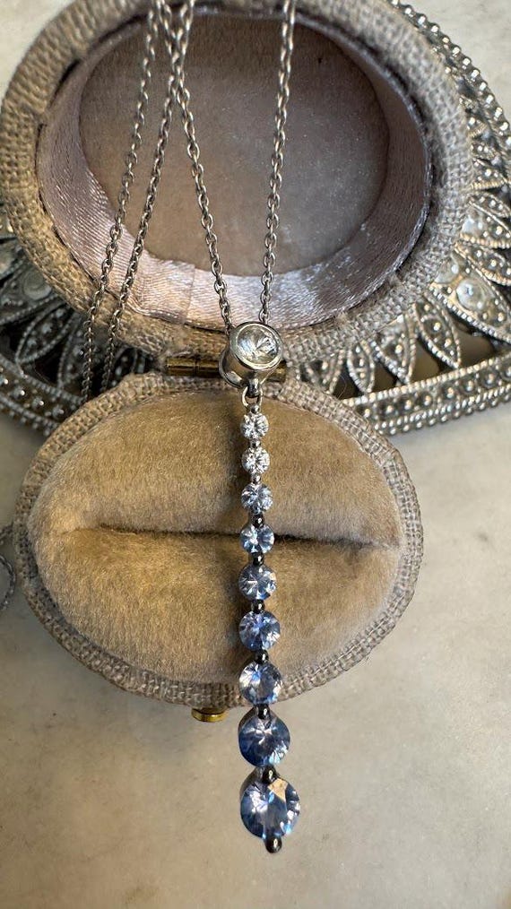Gold Denim Ombre Sapphire Pendant Set