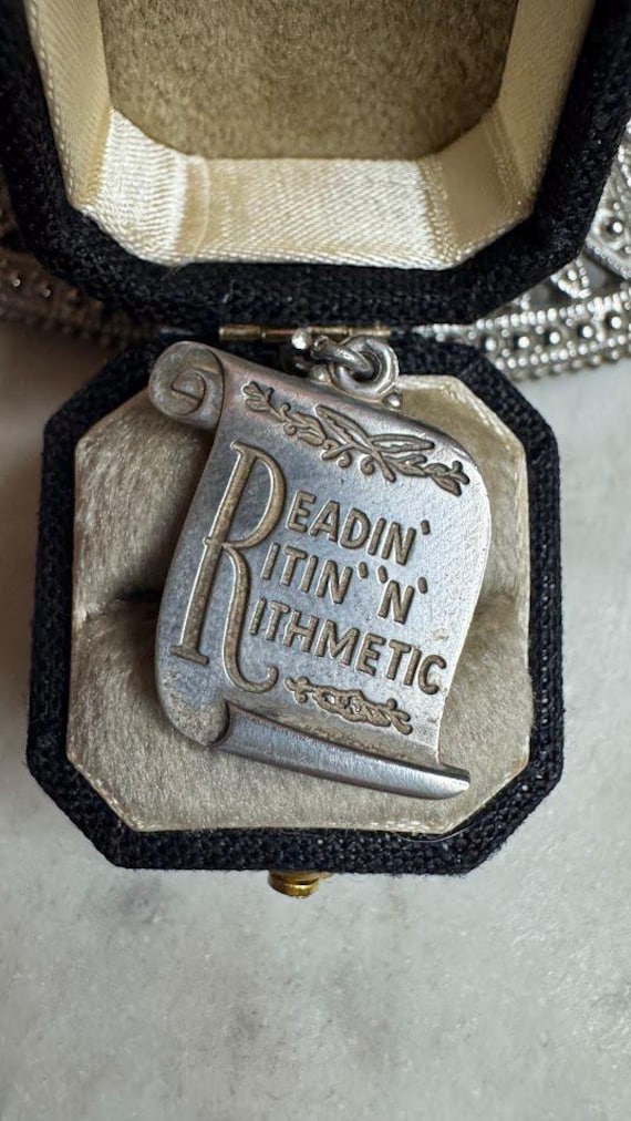 Vintage Silver School Charm Pendant