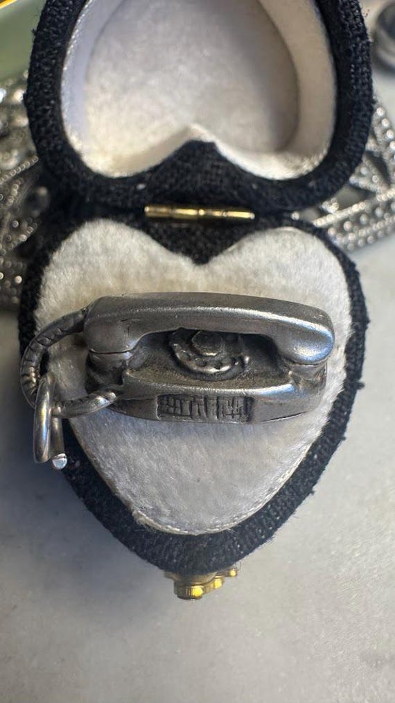 Vintage Antique Silver Telephone Charm