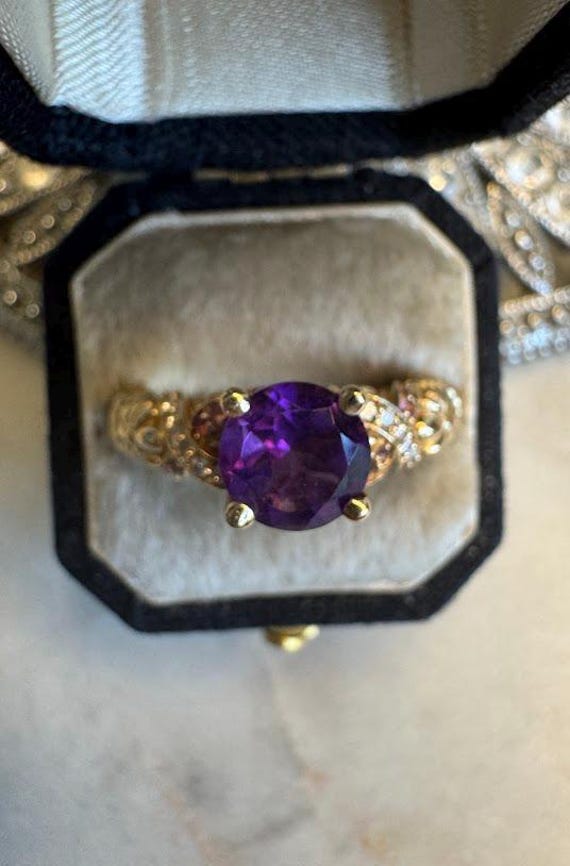 Vintage Amethyst & Pink Sapphire Filigree Ring
