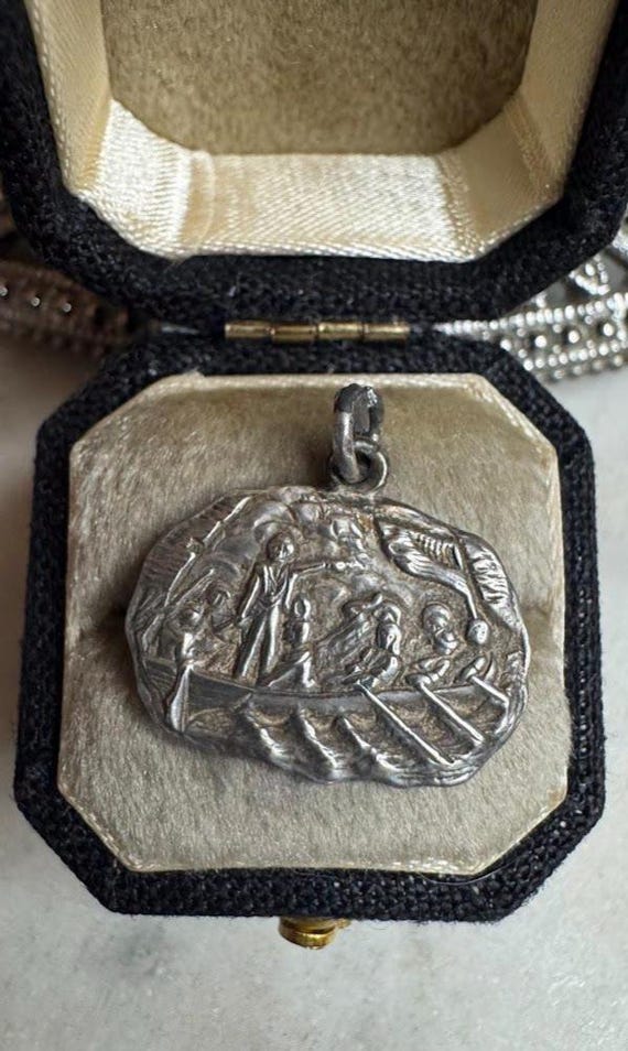 Vintage Silver Boat "Oliver Hazard Perry" Charm Pendant