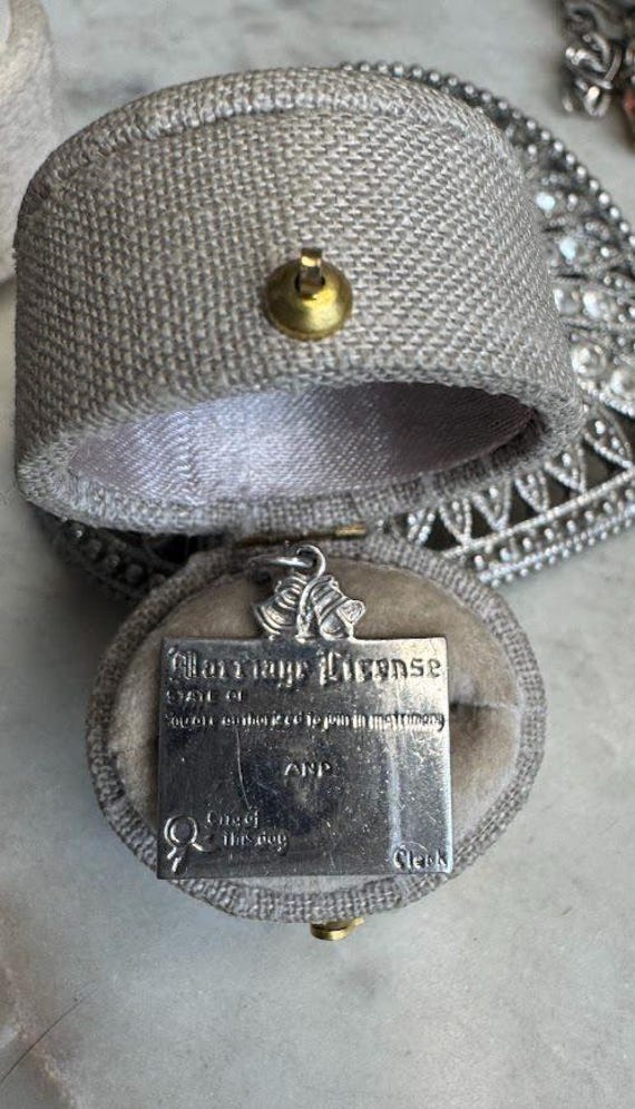 Vintage Silver Marriage License Charm