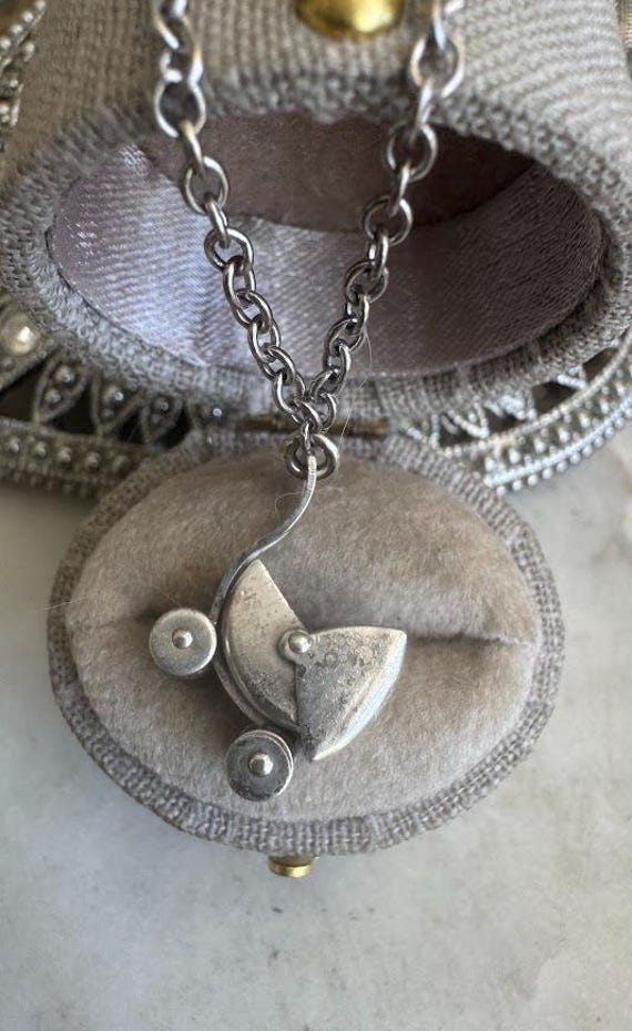 Vintage Antique Silver Baby Carriage Charm & Bracelet