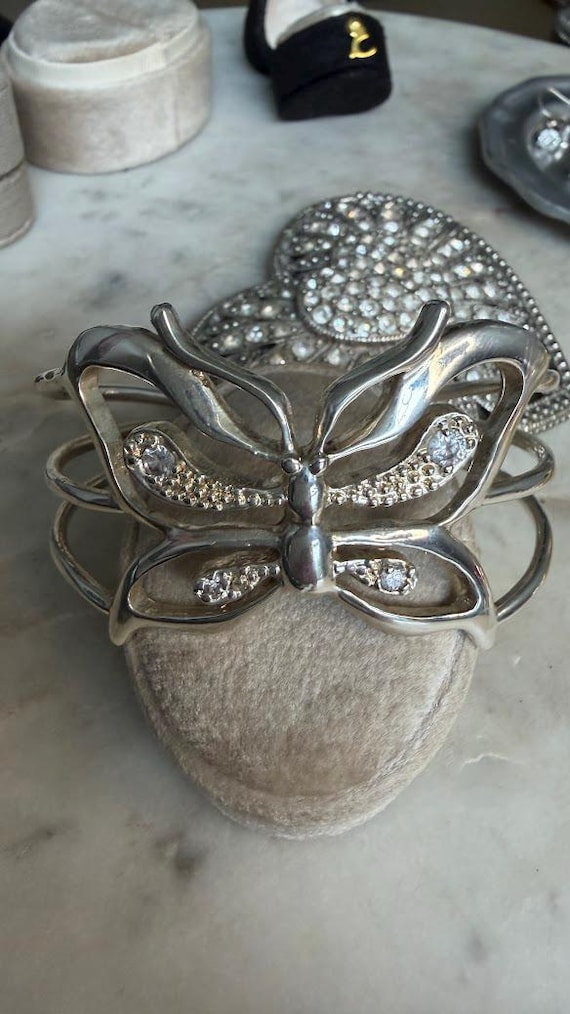 Vintage Silver Butterfly Cuff Bracelet