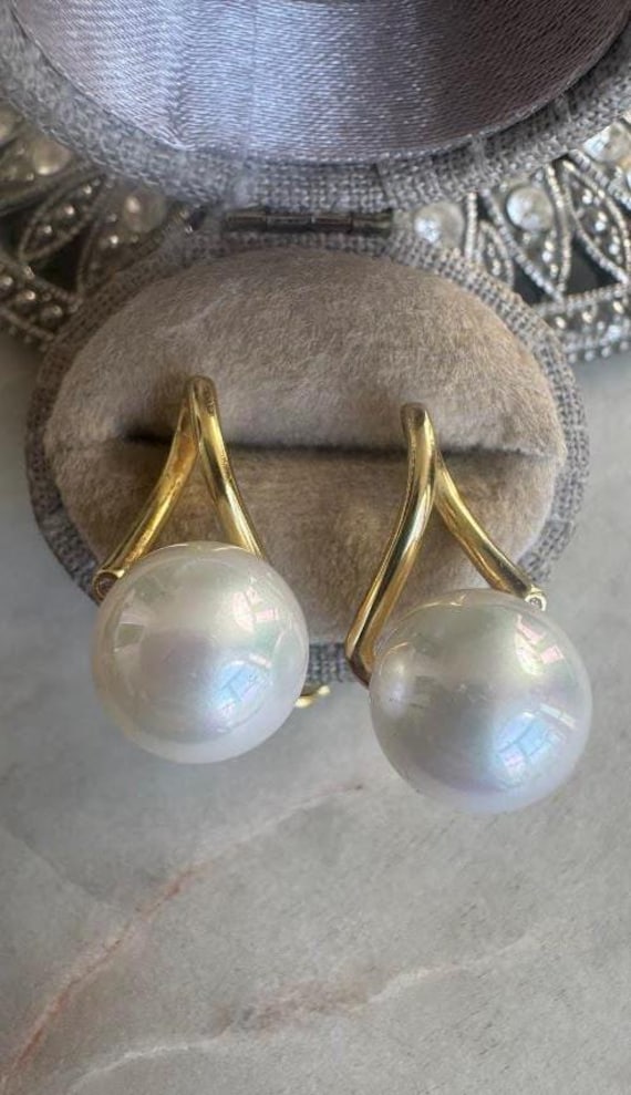Vintage Silver Gold Plated Pearl Earrings