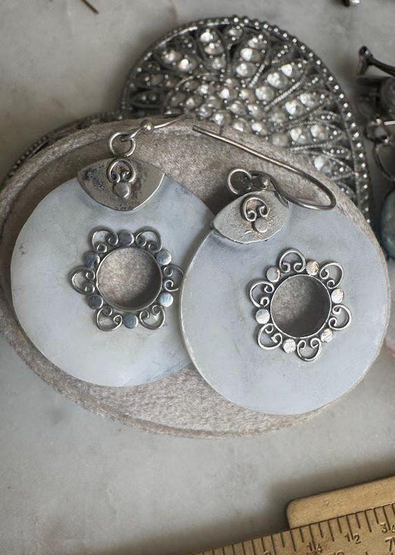 Vintage Silver Shell Earrings