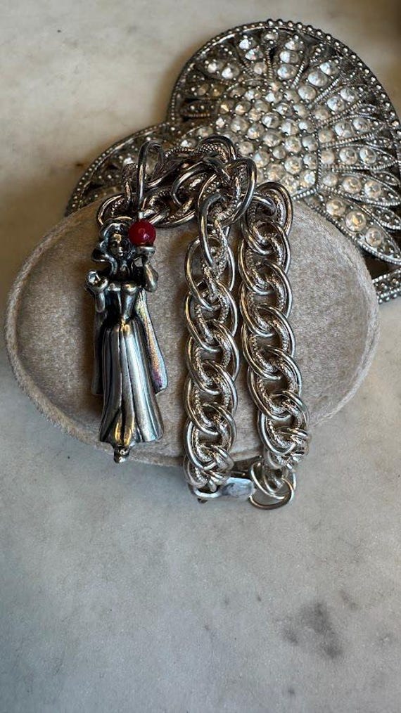 Vintage Silver Walt Disney Snow White Charm Bracelet