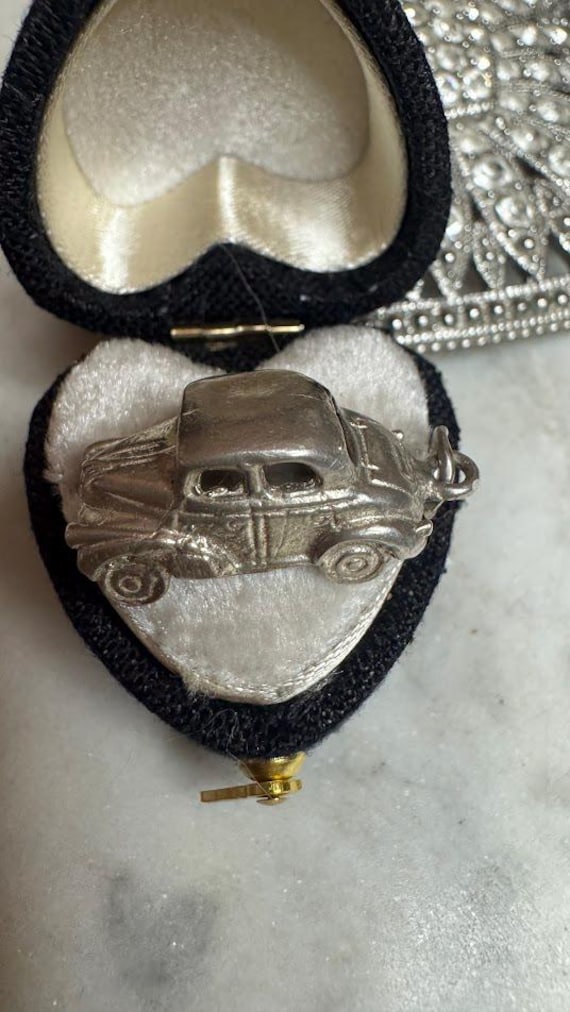 Vintage Silver Antique Car Charm Pendant