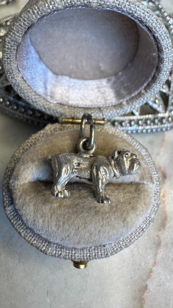 Vintage Antique Silver Bulldog Charm