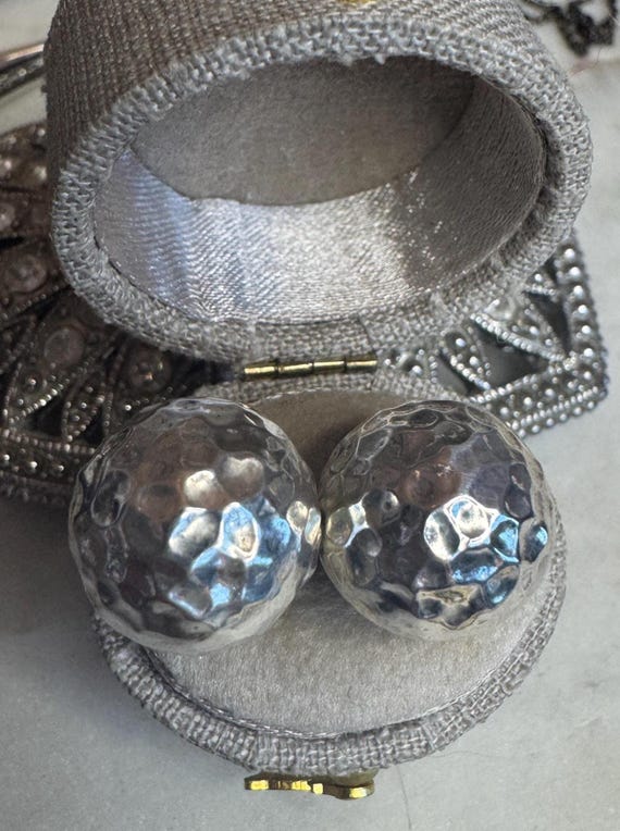 Vintage Silver Large Hammered Finish Balls