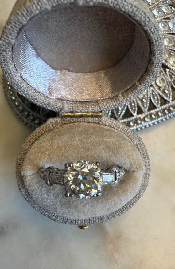 Vintage European Platinum Round Diamond Ring