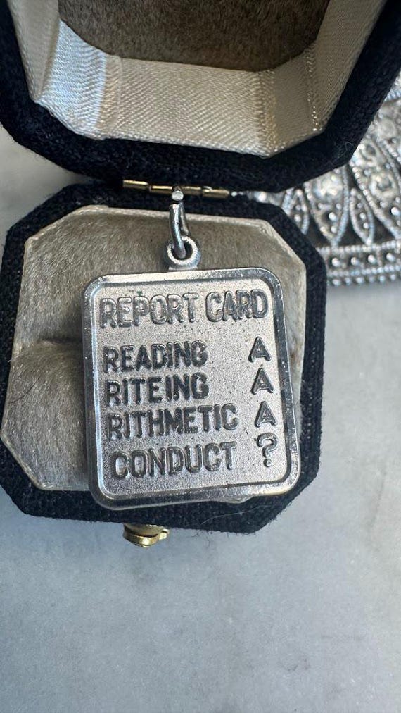 Vintage Rare Silver Report Card Charm
