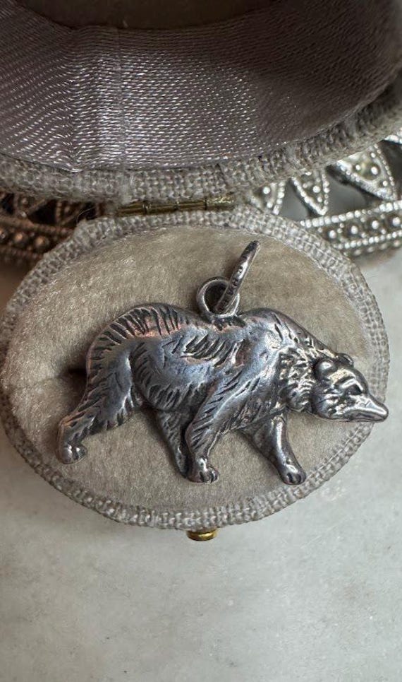 Vintage Silver Grizzly Bear Charm Pendant