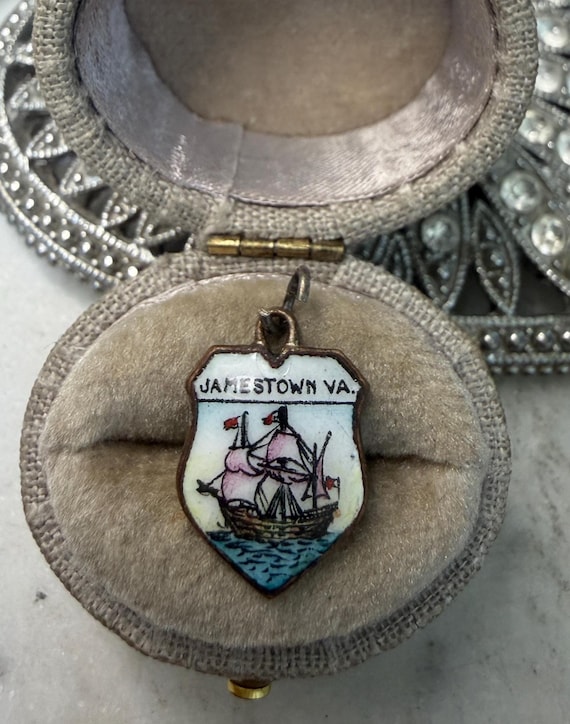 Vintage Silver Enamel Sailboat Jamestown Virginia