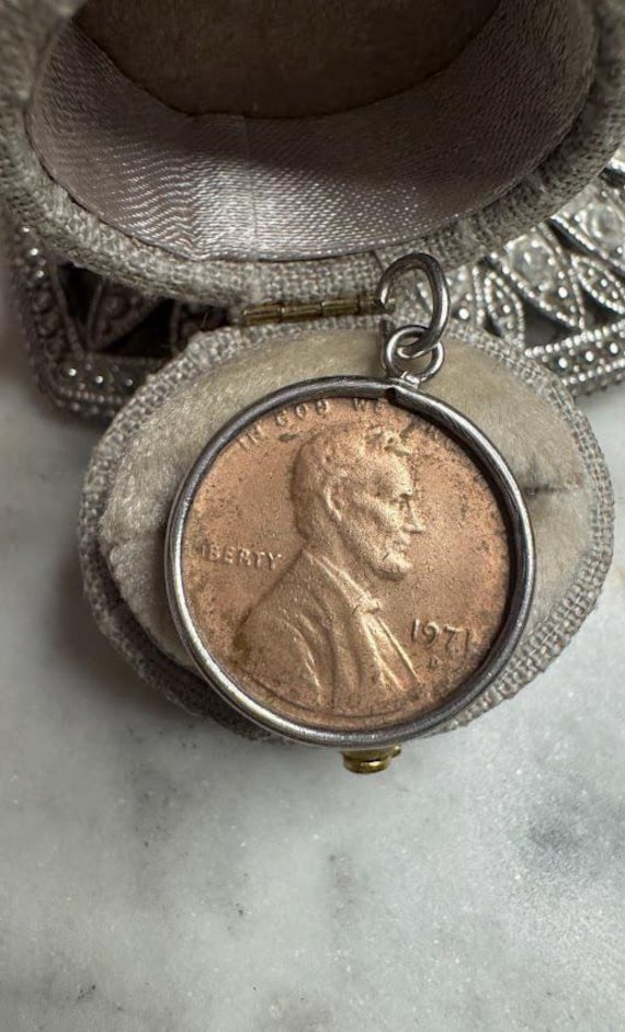 Vintage Silver Penny Christian Message Charm Pendant