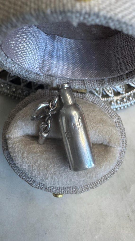 Vintage Antique Silver Wine Bottle Charm