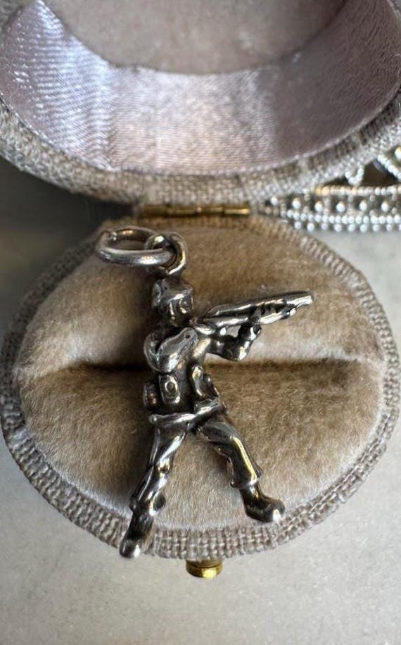 Vintage Silver Combat Soldier Charm
