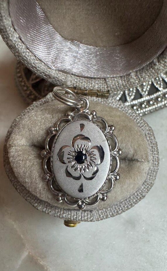 Vintage Silver Antique Floral Charm Pendant