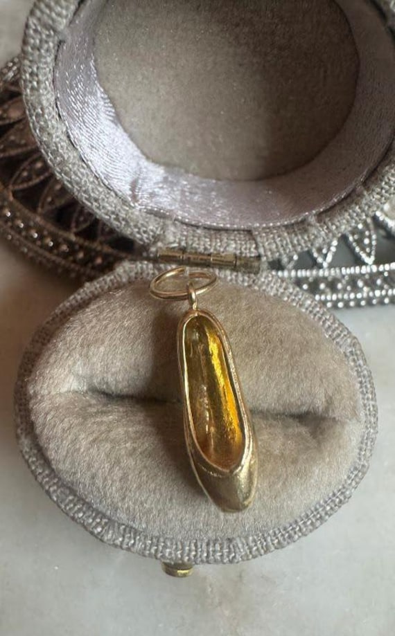 Vintage Gold Ballet Slipper Charm Pendant