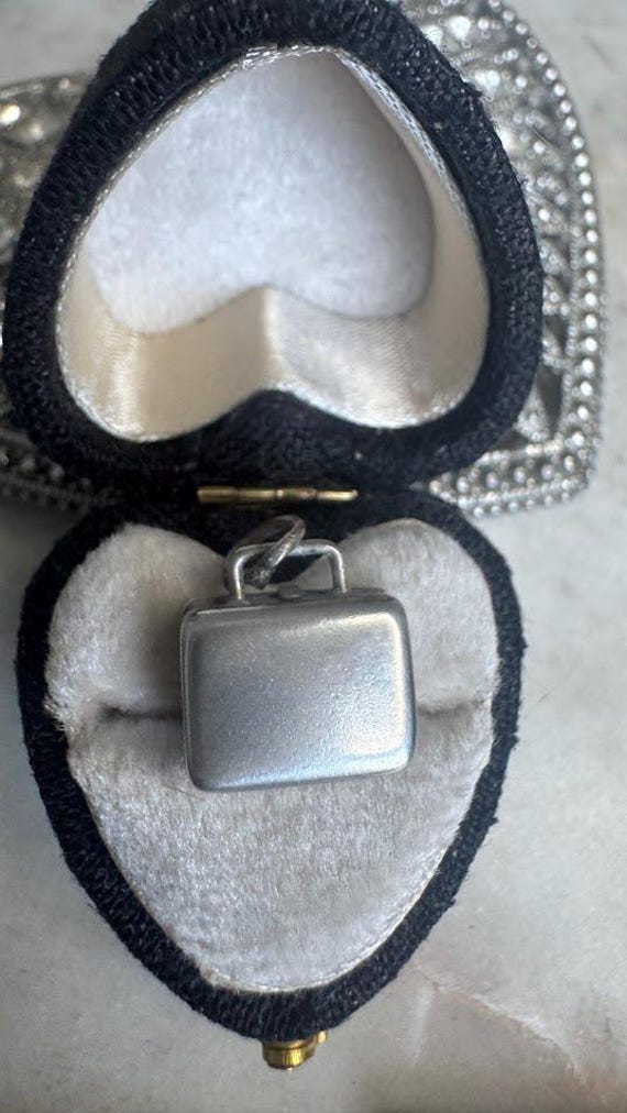 Vintage Silver Movable Briefcase Typewriter Charm