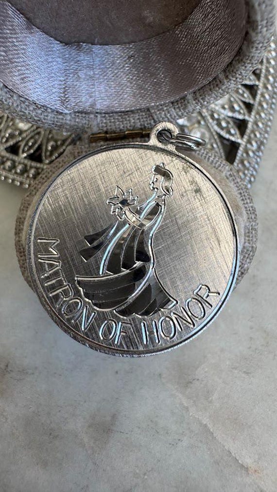 Vintage Silver Matron of Honor Charm Pendant